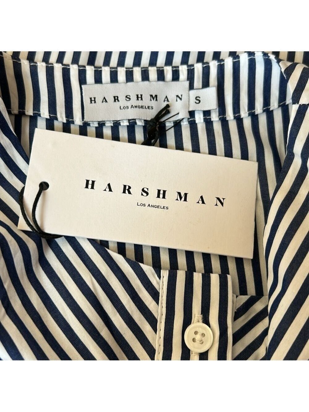 NWT Harshman Cari Shirt In Navy Stripes Size Small - Picture 7 of 10